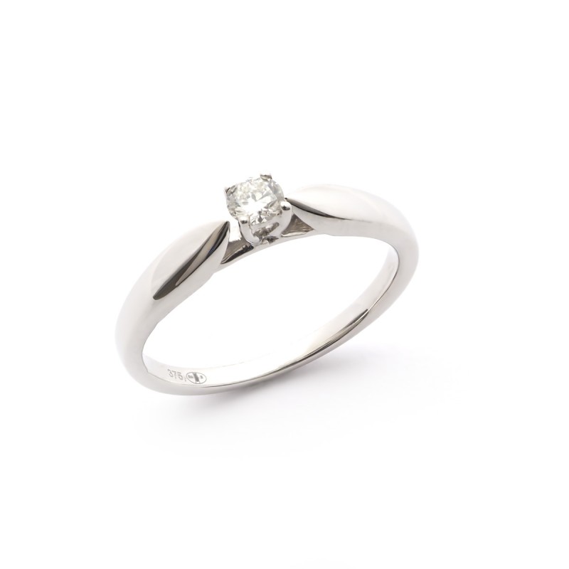 Solitaire Carador Or Blanc 375/000 et Diamant 0,15 cts