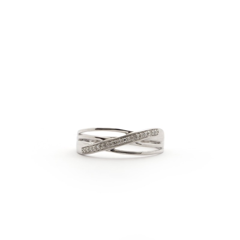 Bague Carador finesse or blanc 375/000 et diamants