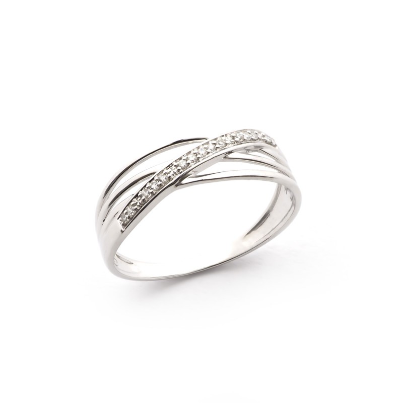 Bague Carador finesse or blanc 375/000 et diamants