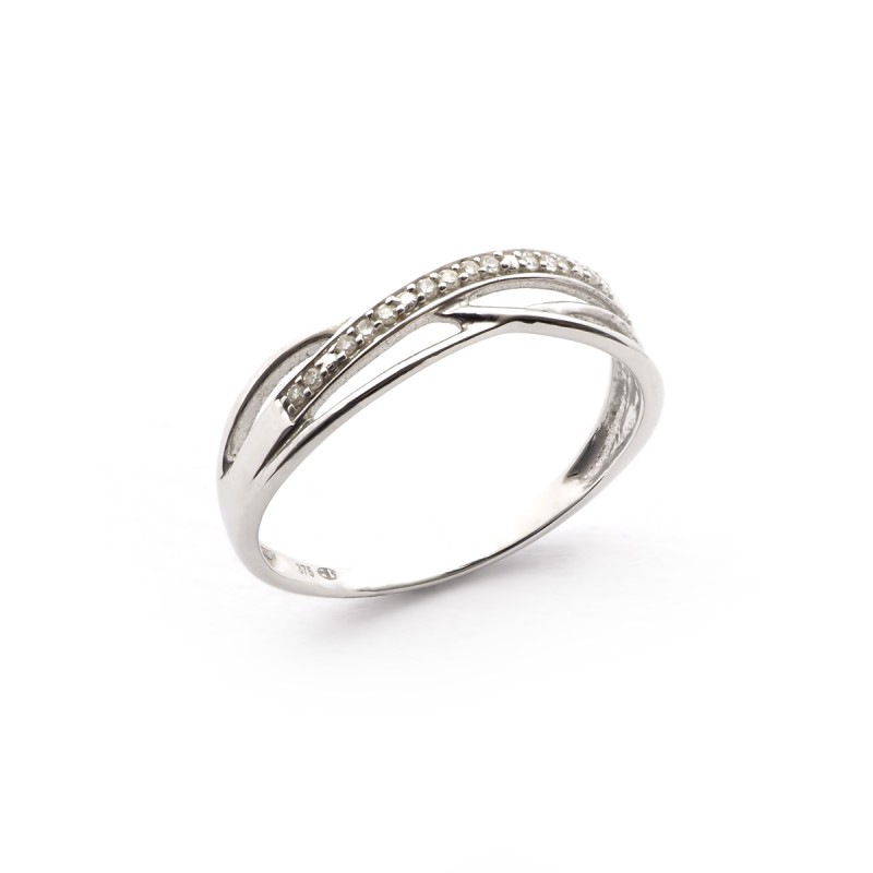 Bague Carador fantaisie Or blanc 375/000 et Diamants 0,04 cts