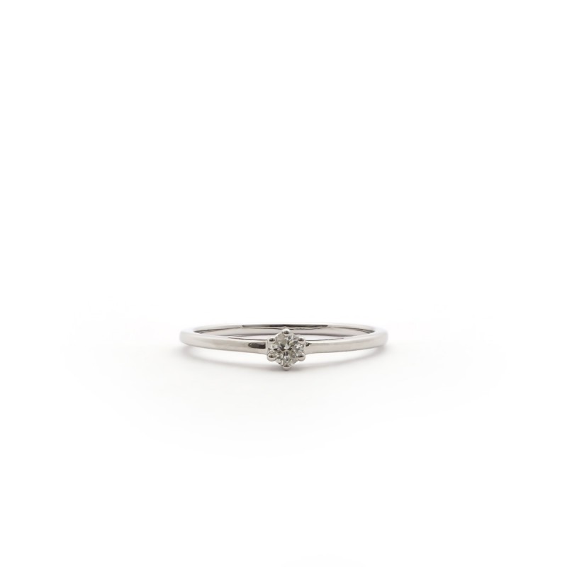 Bague solitaire Carador or blanc 375/000 et diamant 0.1 cts