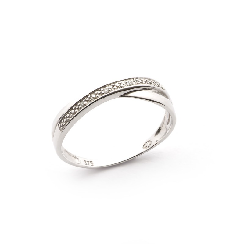 Bague Croisée Carador en Or Blanc 375/000 et Diamant