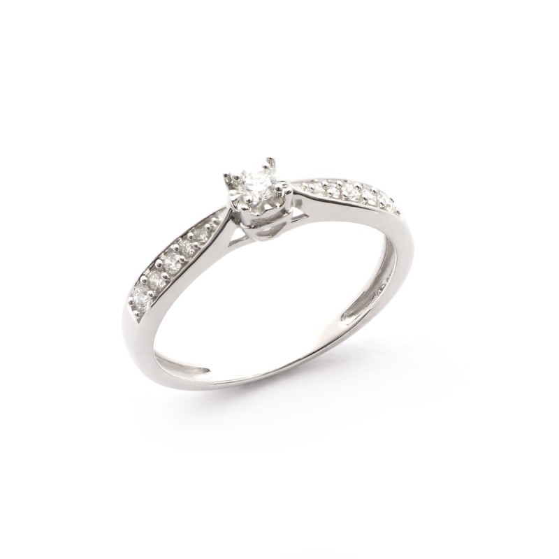 Solitaire accompagné Carador en Or Blanc 375/000 et Diamant