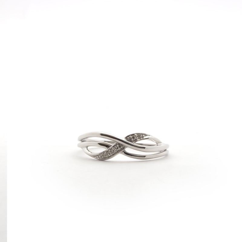 Bague Carador Ondes Croisées en Or Blanc 375/000 et Diamants