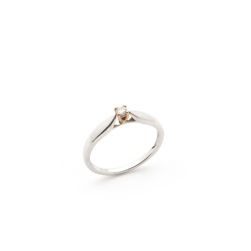Bague Solitaire Carador or blanc et rose 375/000 et diamant