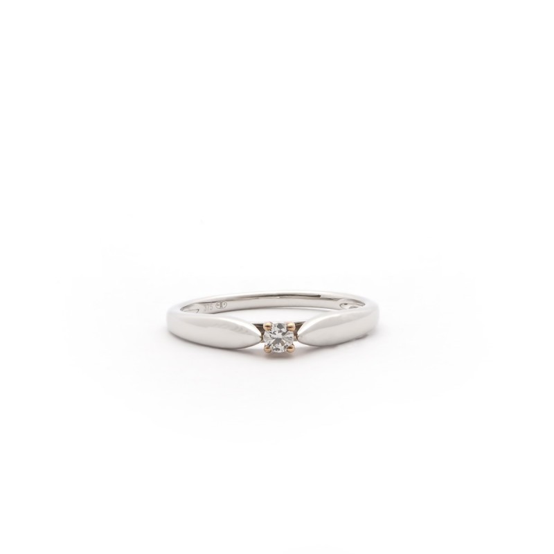 Bague Solitaire Carador or blanc et rose 375/000 et diamant