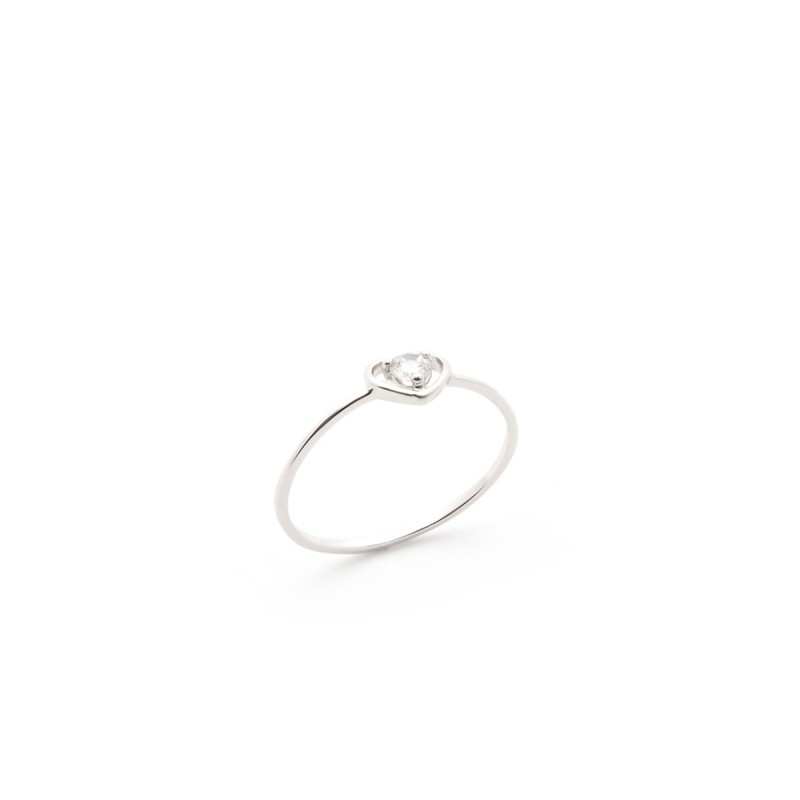 Bague Carador Coeur en or blanc 375/000, oxyde de zirconium