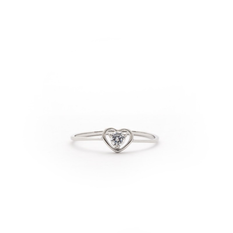 Bague Carador Coeur en or blanc 375/000, oxyde de zirconium