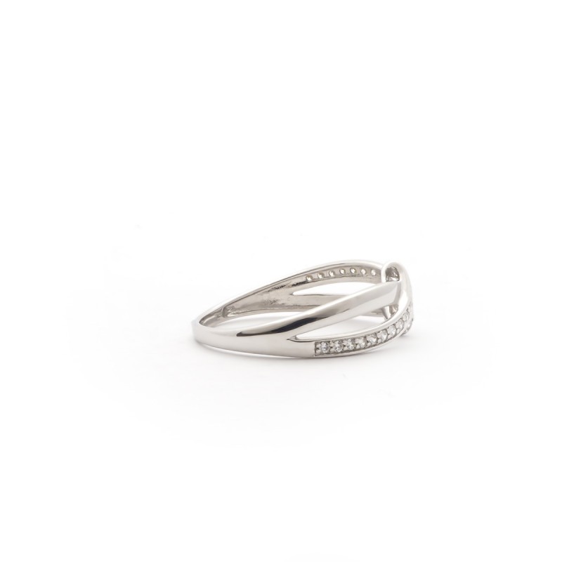 Bague croisée empierrée Carador en or blanc 375/000 et oxydes de zirconium