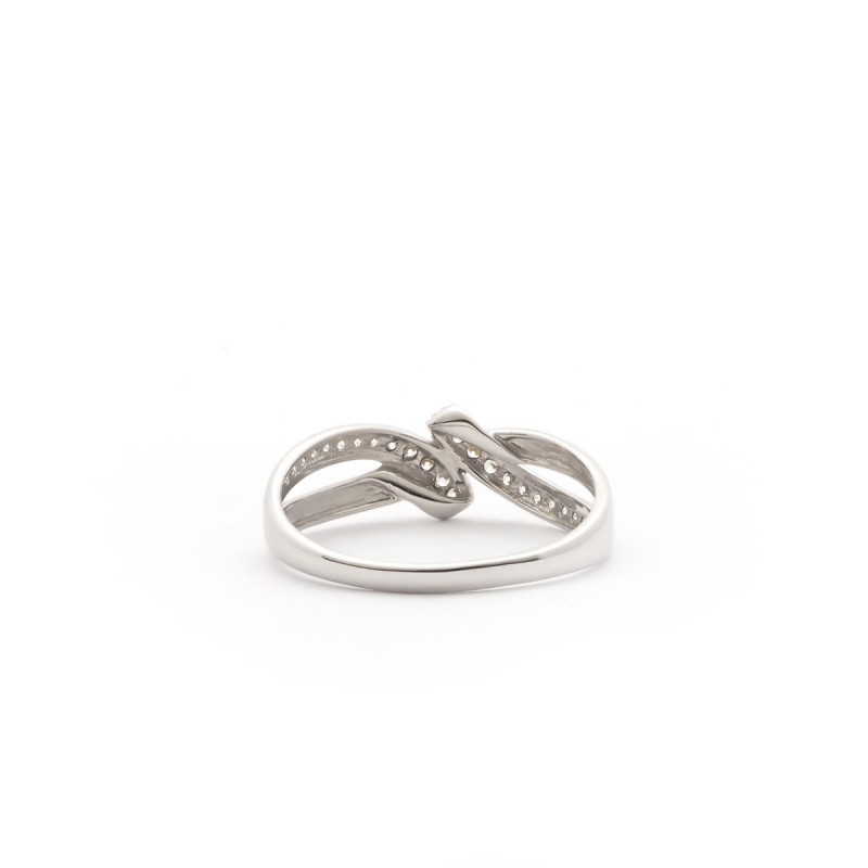 Bague croisée empierrée Carador en or blanc 375/000 et oxydes de zirconium