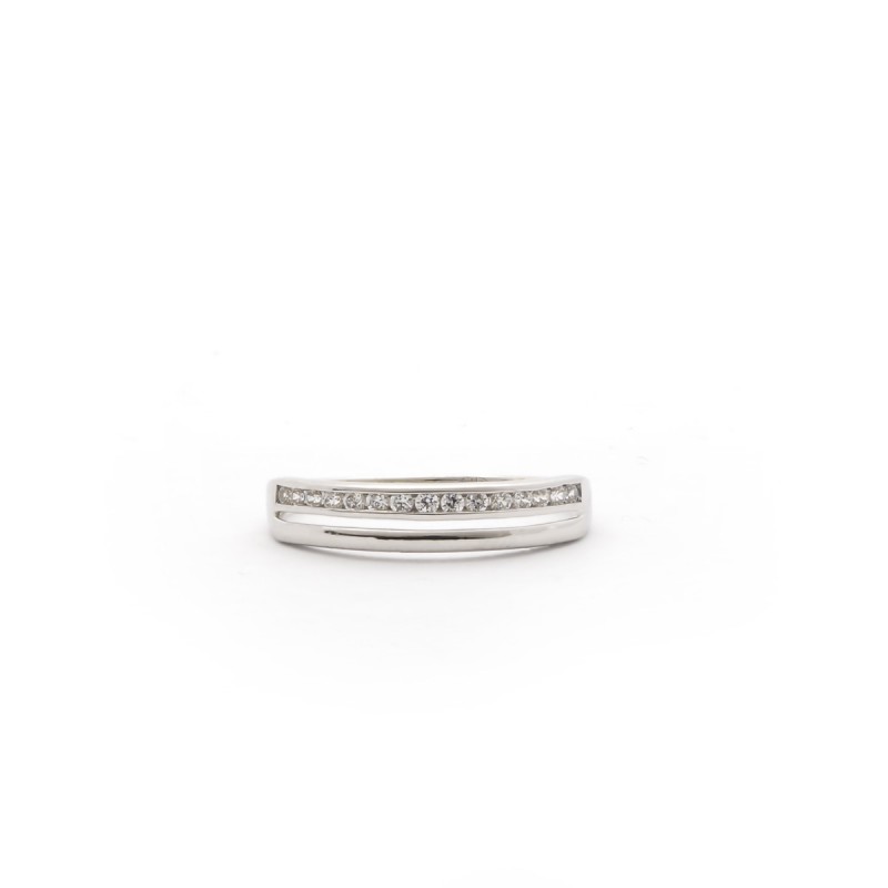 Bague Carador anneau double or blanc  375/000 et oxydes de zirconium