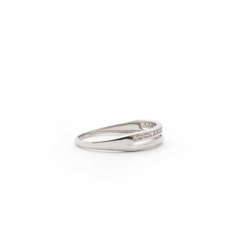 Bague Carador anneau double or blanc  375/000 et oxydes de zirconium