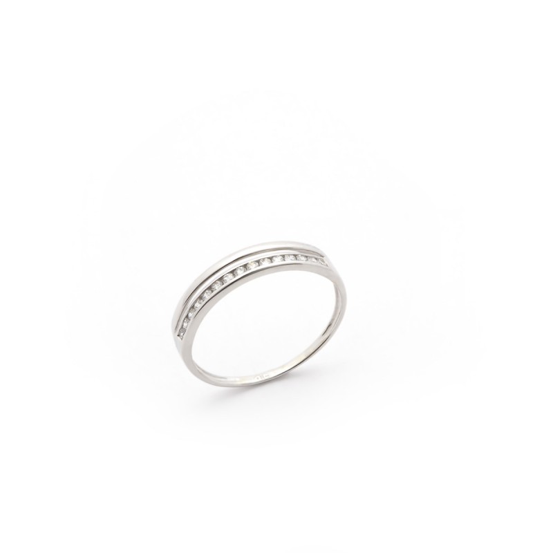 Bague Carador anneau double or blanc  375/000 et oxydes de zirconium