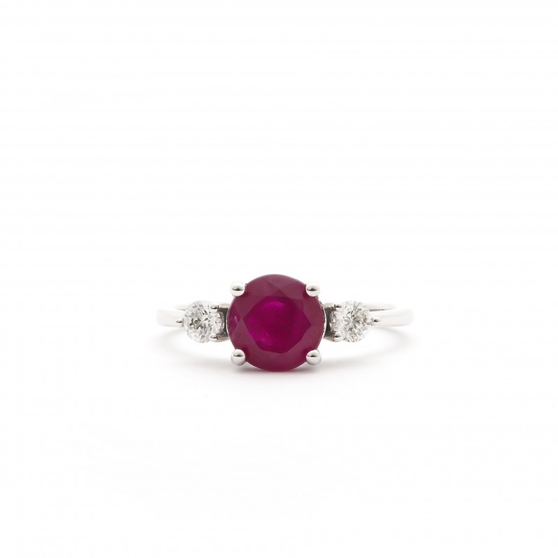 Bague Carador inspiration joaillerie en or blanc 750/000, diamants et rubis