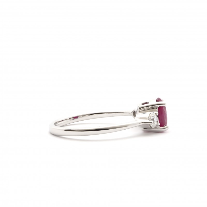 Bague Carador inspiration joaillerie en or blanc 750/000, diamants et rubis