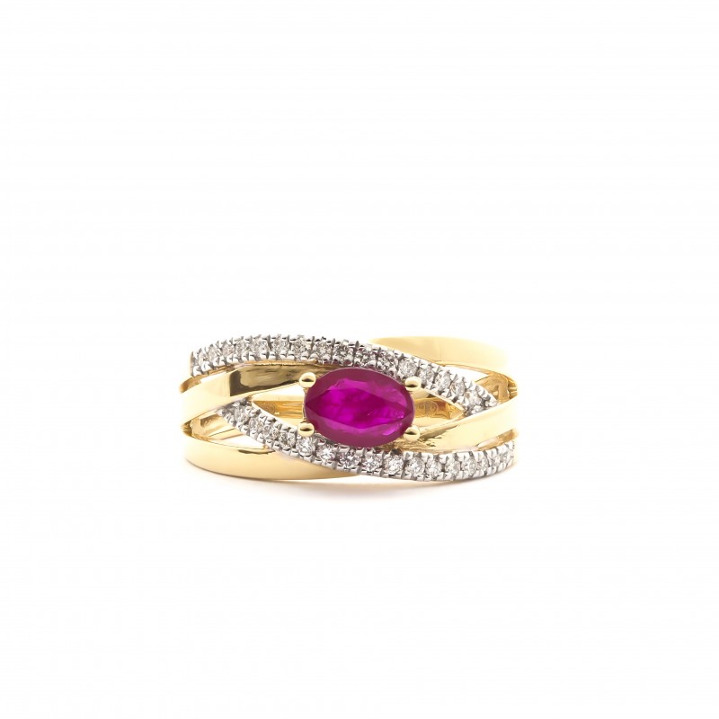 bague Carador collection éternelle en or jaune 750/000, diamants et rubis