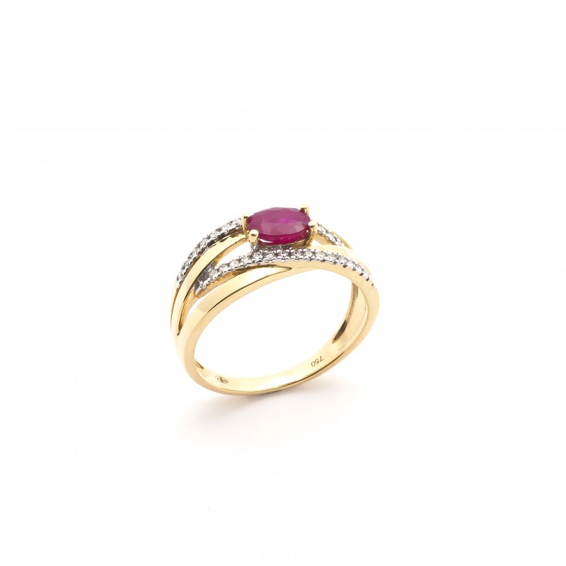 bague Carador collection éternelle en or jaune 750/000, diamants et rubis