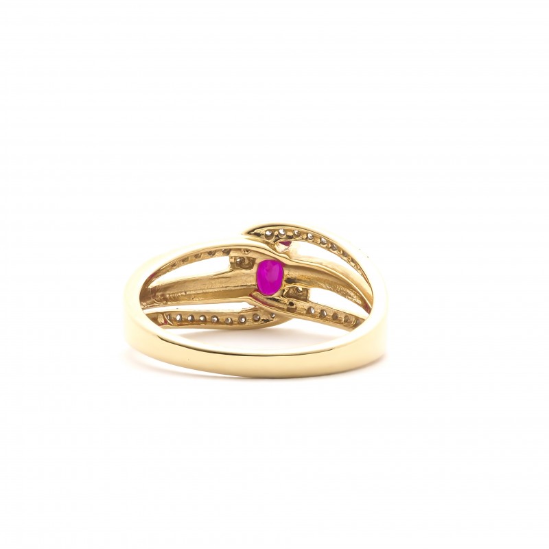 bague Intemporelle Carador en or jaune 750/000, diamants et rubis