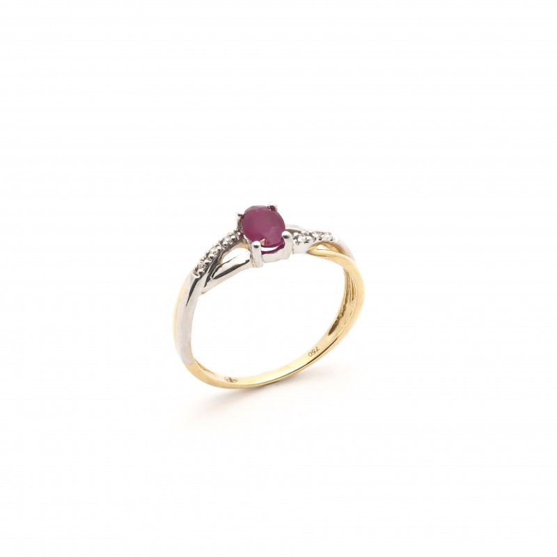 bague Intemporelle Carador en or bicolore 750/000, diamants et rubis