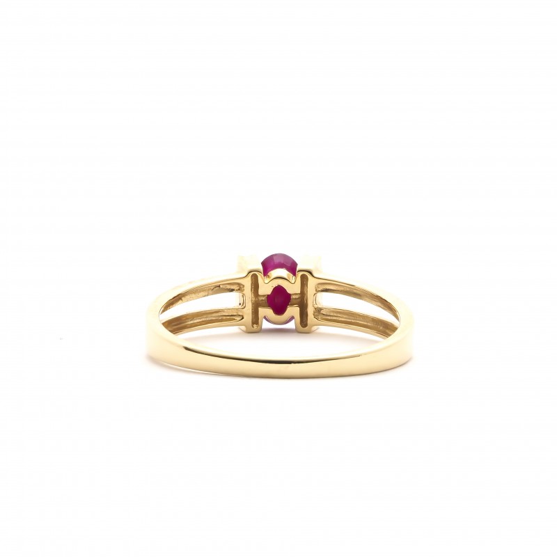 bague éternelle Carador en or jaune 750/000, diamants et rubis
