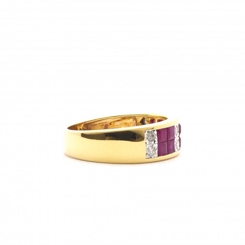 Bague Délicieuse Carador en or jaune 750/000, Diamant et Rubis