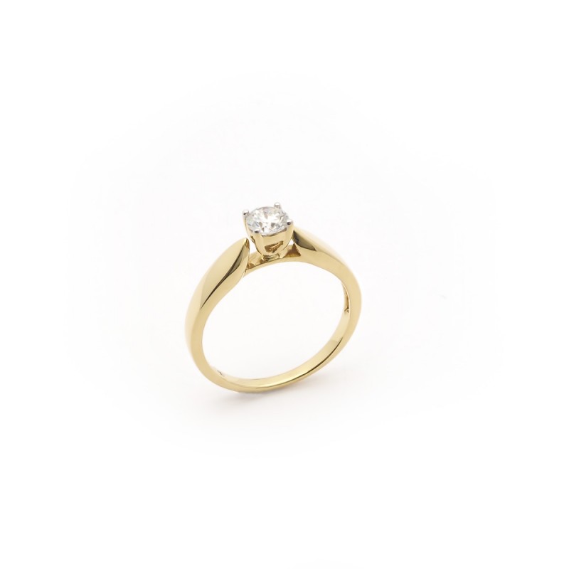 Bague Solitaire Or jaune 750/000 et diamant 0,4 ct