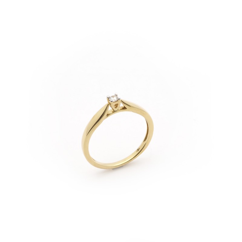 Bague Solitaire Carador Or jaune 750/000 et diamant 0,03 cts
