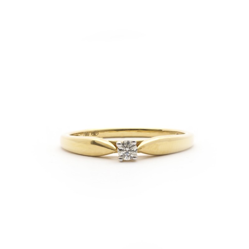 Bague Solitaire Carador Or jaune 750/000 et diamant 0,03 cts