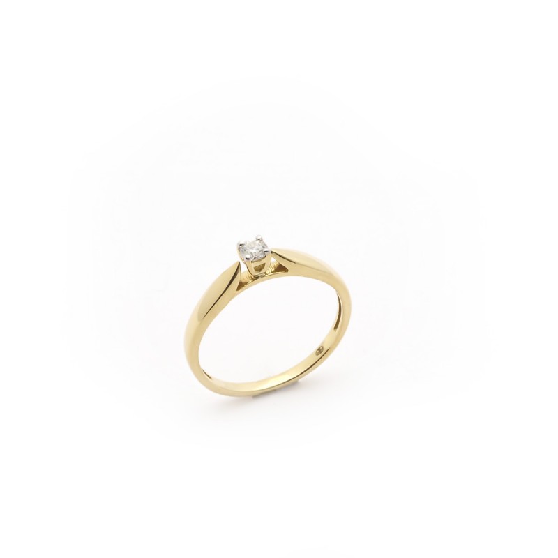 Bague Solitaire Carador Diamant 0,10 cts et or jaune 750/000