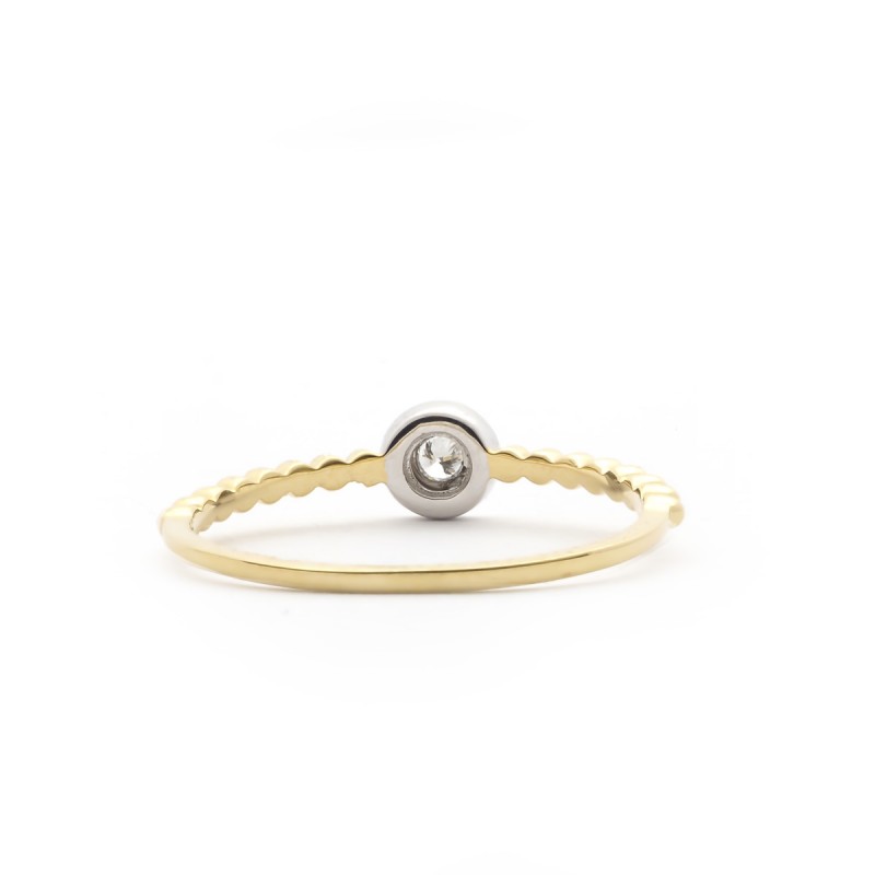 Bague Carador solitaire fantaisie deux ors 750/000, diamant 0,04 cts