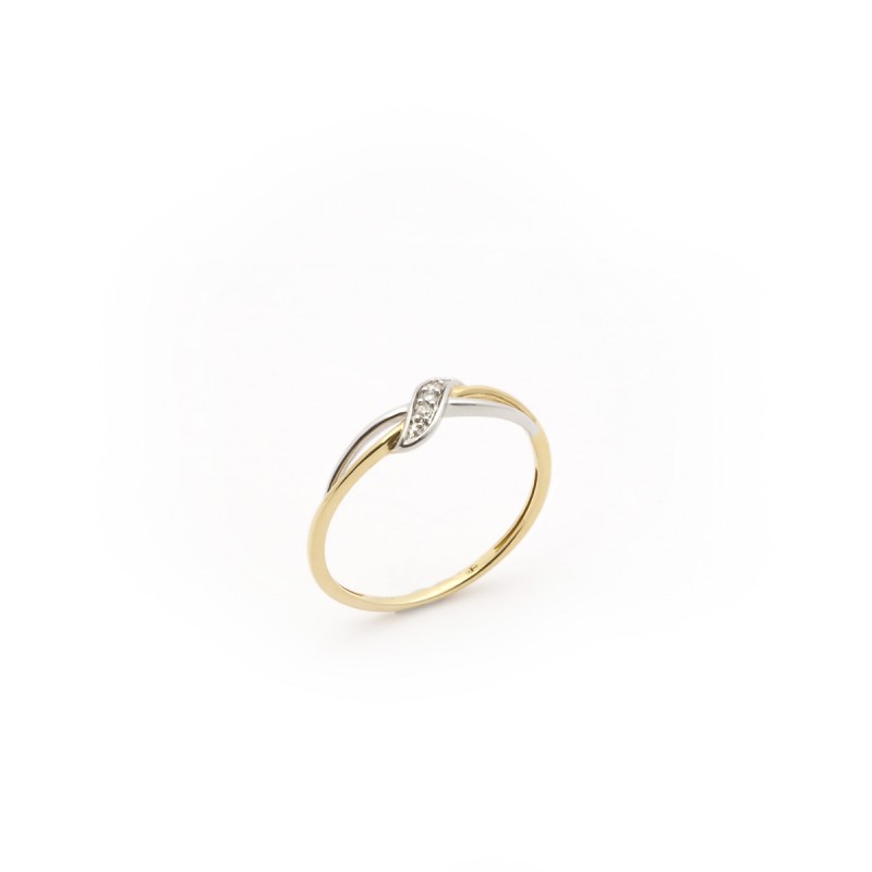 Bague vague empierrée Carador en or jaune et blanc 750/000 et diamants