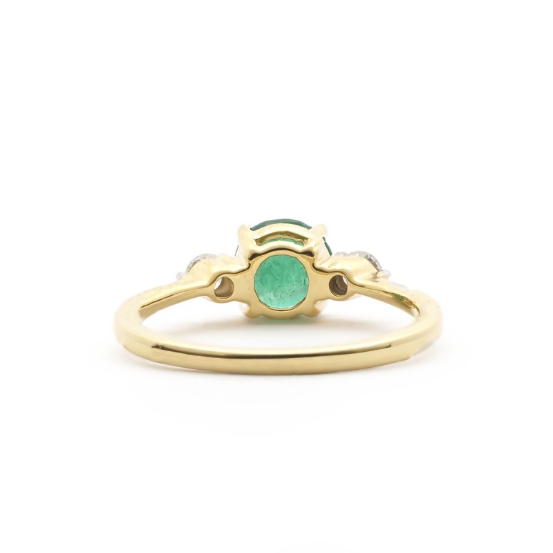 Bague Carador inspiration joaillerie en or jaune 750/000, diamants et émeraude