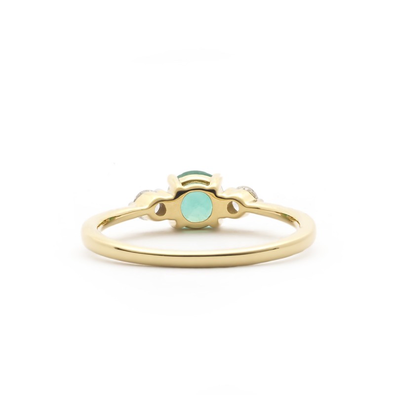 Bague Carador inspiration joaillerie en or jaune 750/000, diamants et émeraude