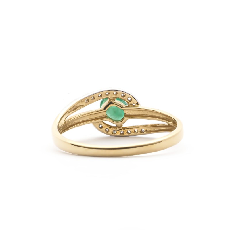 Bague Carador vintage or jaune et blanc 750/000, diamant et émeraude