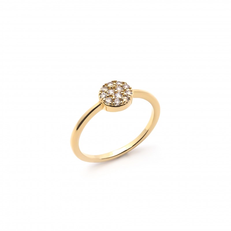 Bague en plaque or CARADOR et oxyde de zirconium