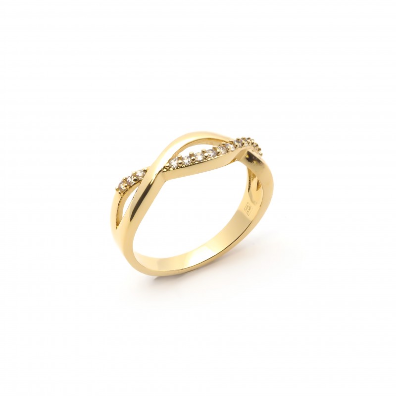 Bague Carador double tresse en plaqué or et oxydes de zirconium