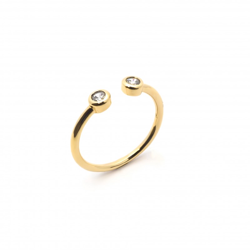 Bague Carador ouverte en plaqué or et oxydes de zirconium