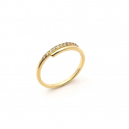 Bague Femme Carador anneau double plaqué or et oxydes de zirconium