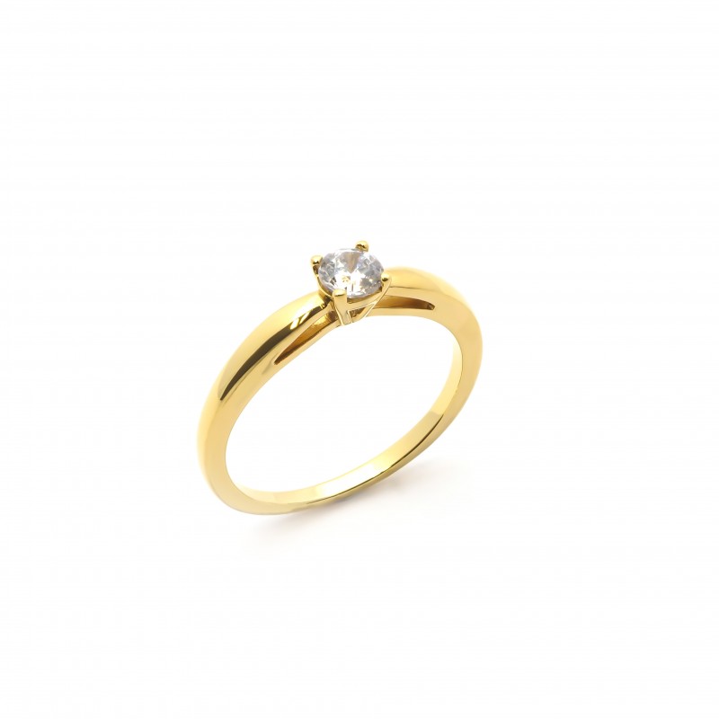 Bague femme solitaire Carador en  plaqué or et oxyde de zirconium