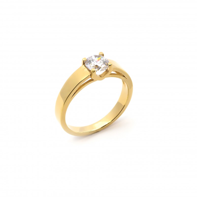 Bague femme  solitaire Carador en plaqué or et oxyde de zirconium