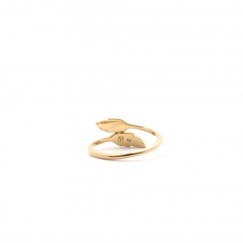 Bague ouverte Carador motif plume en plaqué or