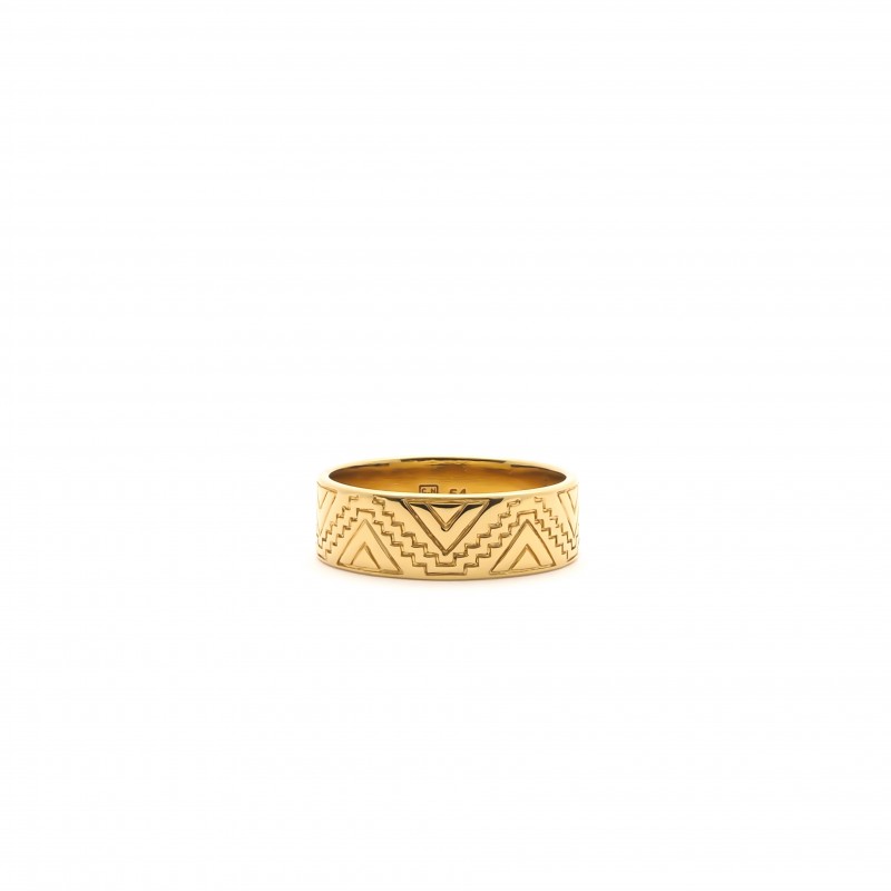 Bague Carador anneau gravé de motifs ethniques en plaqué or