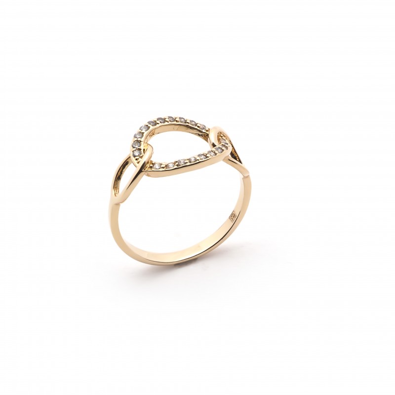 Bague Femme Carador Cercles enlacés plaqué or et oxydes de zirconium