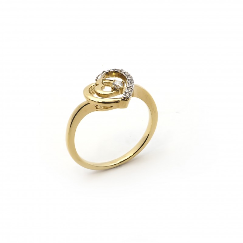 Bague plaqué or motif coeur carador