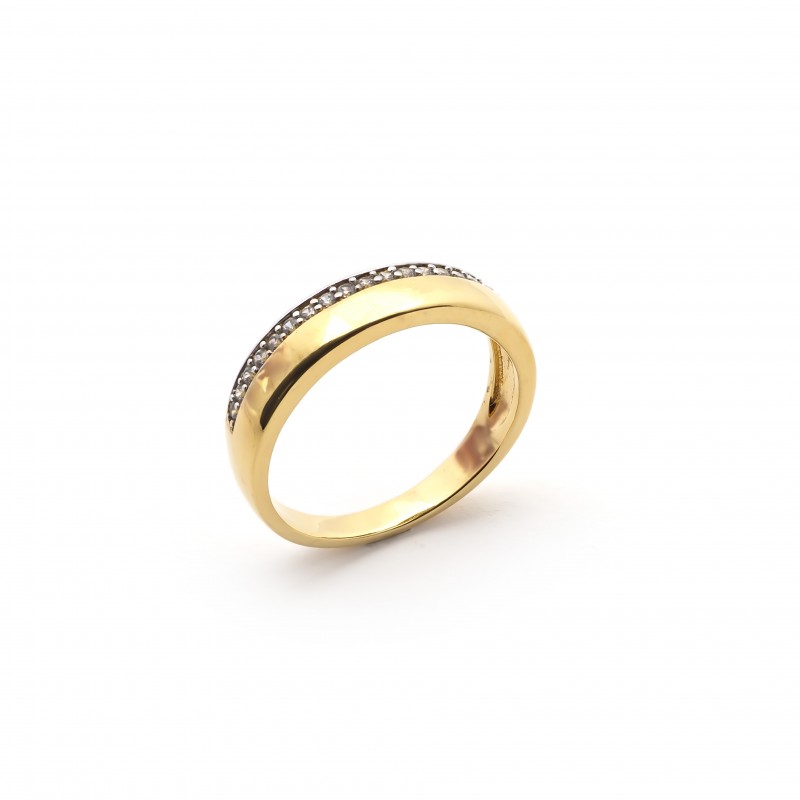 Bague femme type alliance plaqué or carador et oxydes de zirconium