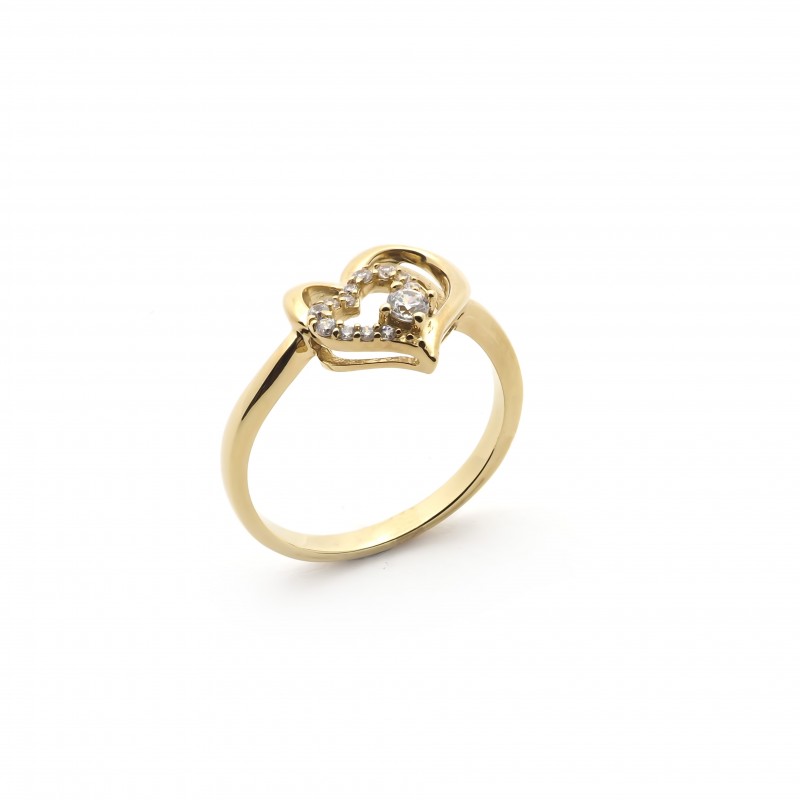 Bague femme Carador en plaqué or et oxydes de zirconium motif cœurs entrelacés