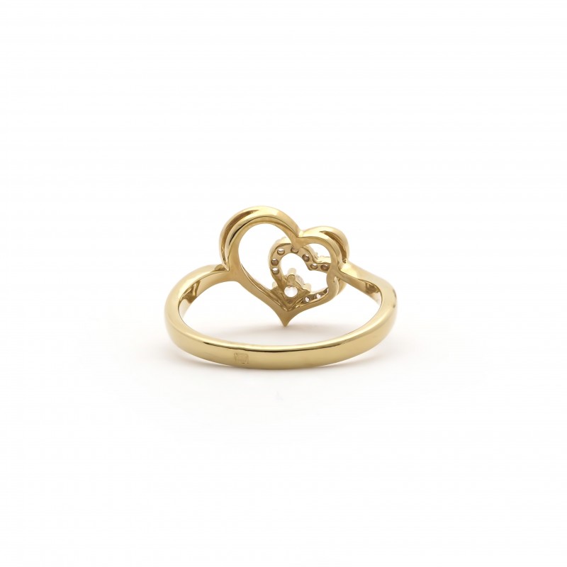 Bague femme Carador en plaqué or et oxydes de zirconium motif cœurs entrelacés