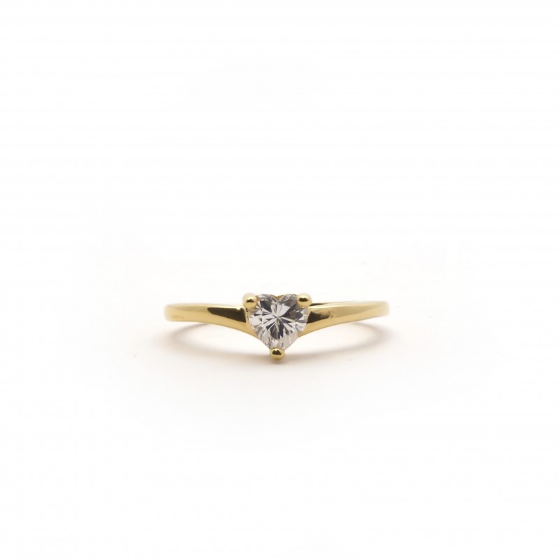Bague femme solitaire Carador en  plaqué or et oxyde de zirconium motif cœur