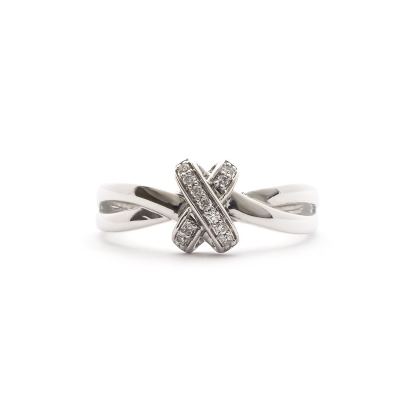 Bague X empierré Carador en or blanc 750/000 et diamants