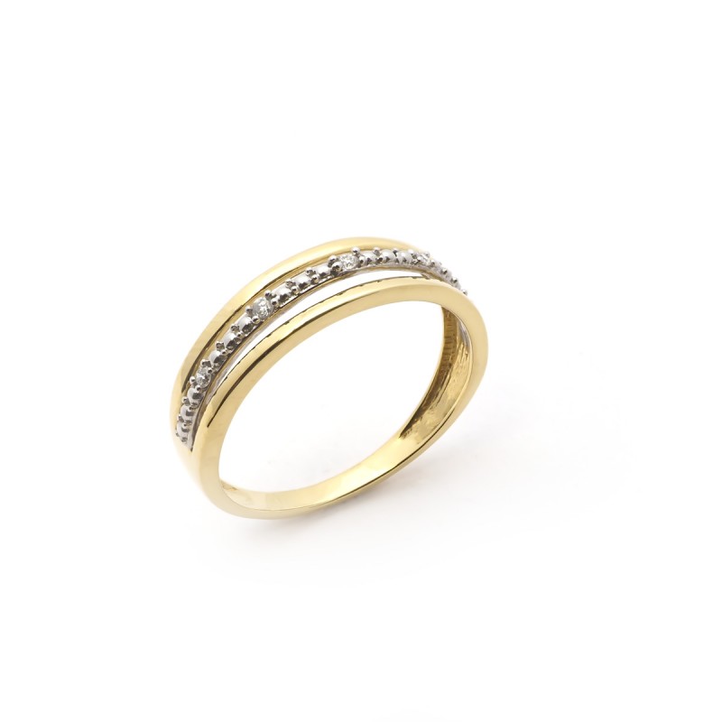 Bague Carador triple anneaux or 750/000 bicolore et diamants